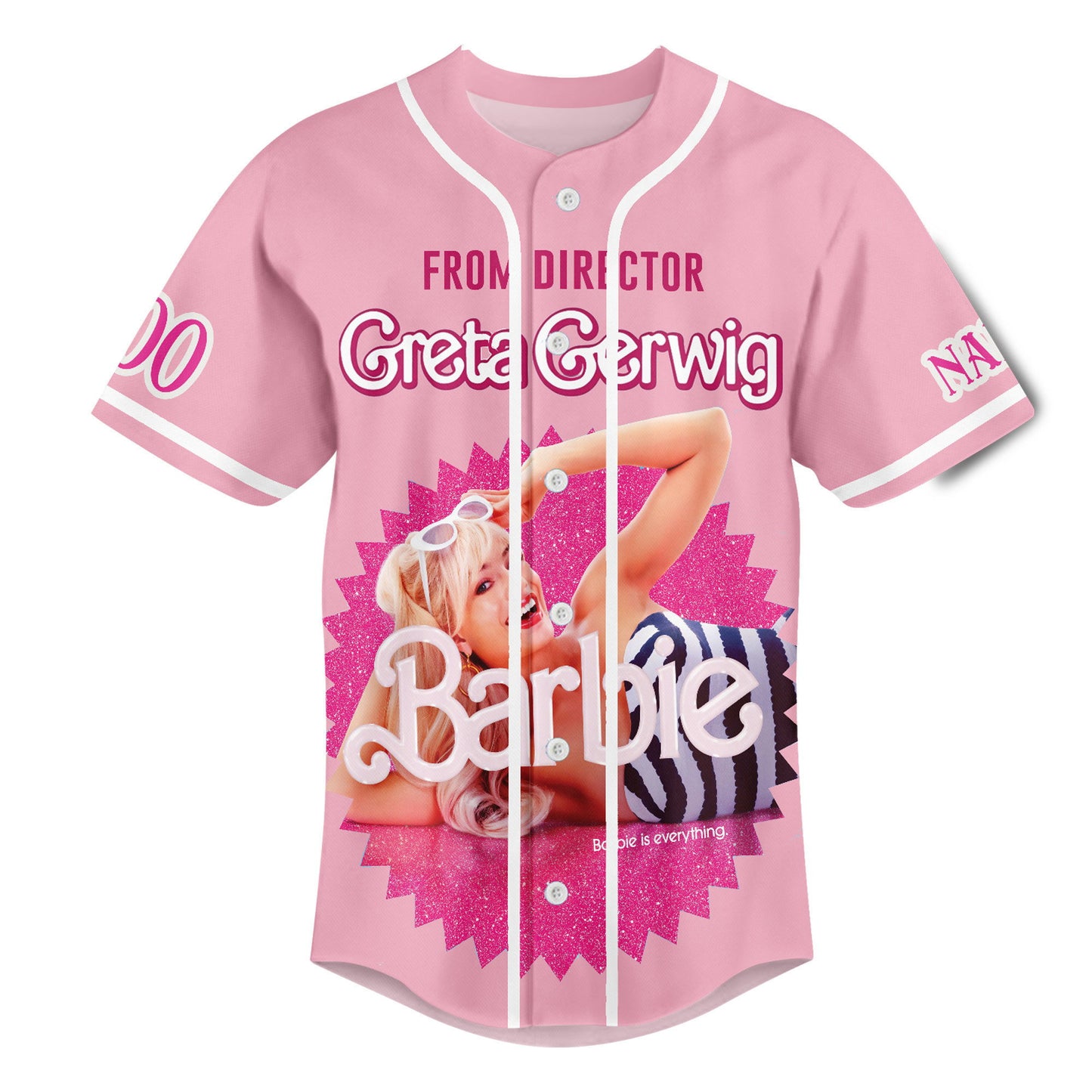 Personalized Barbie Movie Lovely Pink Baseball Jersey