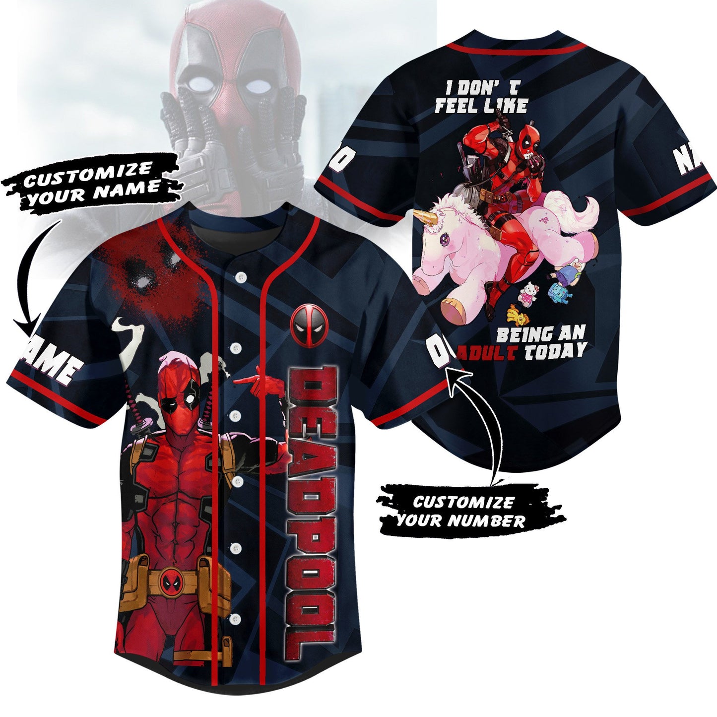 Personalized Deadpool Don't Feel Like Being An Adult Today Baseball Jersey