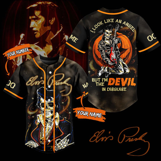Personalized Elvis Presley Devil In Disguise Baseball Jersey Halloween Edition