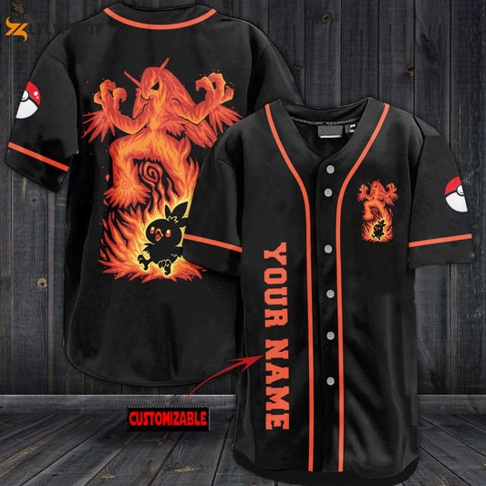 Personalized Marvelous Orange Pokemon Baseball Jersey - lylyprint.com