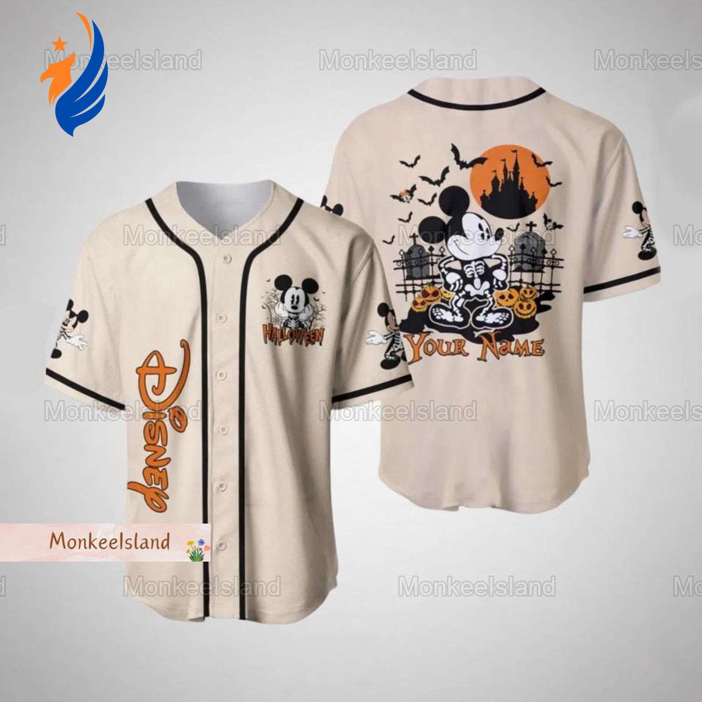 Spooktacular Personalized Mickey Halloween Baseball & Skeleton Basketball Jerseys Disney Magic Kingdom Shirt - Bafud