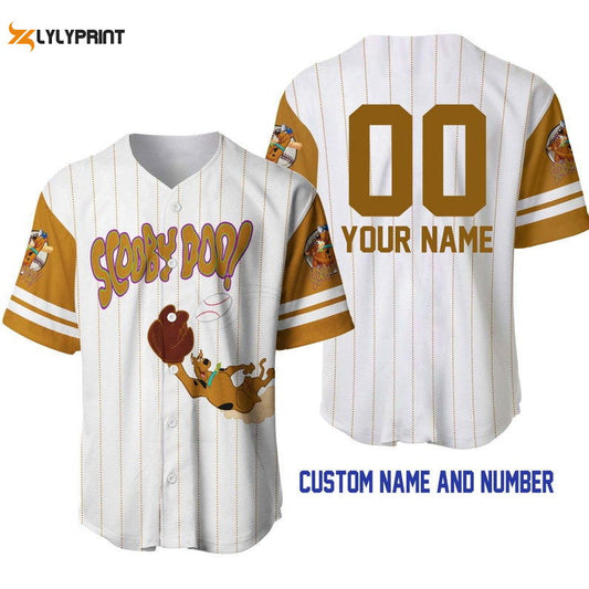 Personalized Scooby Doo Dog All Over Print Pinstripe Baseball Jersey - lylyprint.com