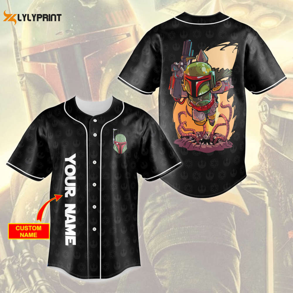 Personalized Star Wars Cute Boba Fett All Over Print Unisex Baseball Jersey - lylyprint.com