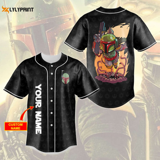 Personalized Star Wars Cute Boba Fett All Over Print Unisex Baseball Jersey - lylyprint.com