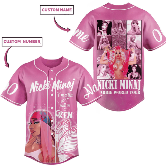 Pretty Nicki Minaj Barbie Style Pink Baseball Jersey