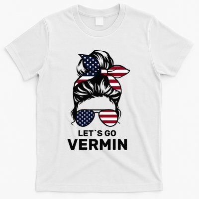 Proud Vermin Funny Anti Trump Quote Messy Bun American Flag T-Shirt