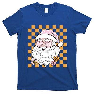 Retro Groovy Christmas Vibes Trendy Smile Face Santa Claus Gift T-Shirt