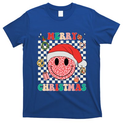 Retro Merry Christmas Happy Face Leopard Smile Face Trendy Gift T-Shirt