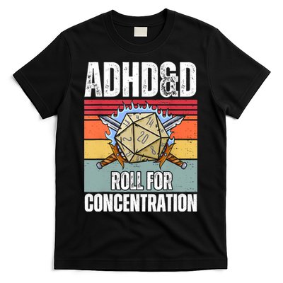 Retro Vintage ADHD&D Roll For Concentration Funny Gamer T-Shirt