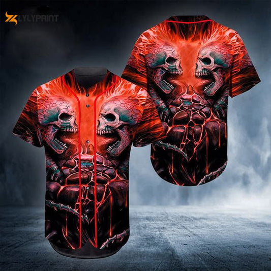 Skull War All Over Print 3D Unisex Baseball Jersey - lylyprint.com