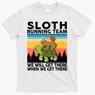 Sloth Running Team Women Men Gift Funny Running T-Shirt