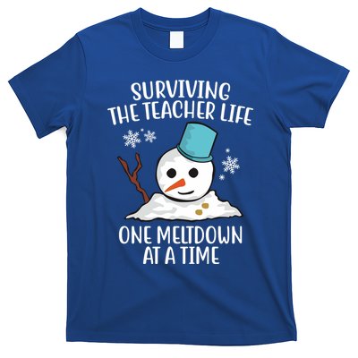 Surviving The Teacher Life One Meltdown At A Time Funny Holiday T-Shirt