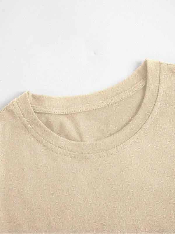 Women's Cartoon Heart Print Round Neck Short Sleeve Tee, Casual Letter Print Crew Neck T-shirt, Graphic Tees, Summer Outfits 2024, Summer Clothes, Summer Tops