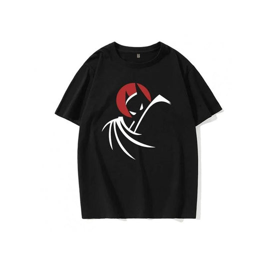 1pc Men'S Cotton Crew Neck T-Shirt with Bat Animation Print - Boho Style, All-Season Casual Fashion, Knit Fabric, Non-Stretch, Regular Fit for Adults