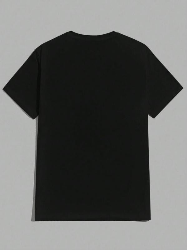 Women's Letter Print Drop Shoulder T-Shirt, Summer Clothes Women, Casual Fashion Round Neck Half Sleeve Tee for Daily Holiday Vacation Outdoor Wear, Women Tops for Summer