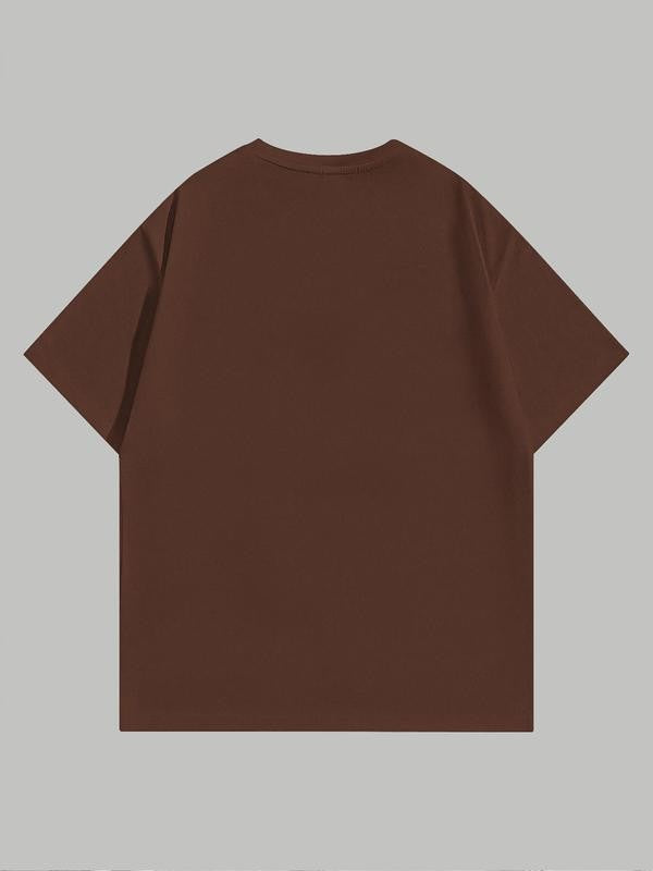 Women's Cartoon Girl & Letter Print Round Neck Short Sleeve Tee, T Shirts for Women, Casual Crew Neck T-shirt for Daily Wear, Graphic Tees, Ladies Clothes for All Seasons