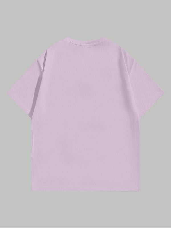 Women's Cartoon Figure & Letter Print Round Neck Tee, Graphic Tees, Fashion Casual Crew Neck Short Sleeve T-Shirt for Daily Holiday Vacation Outdoor Wear, Ladies Clothes for Summer