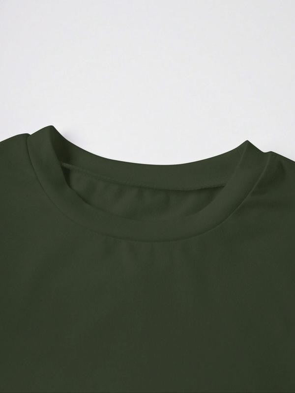 Women's Letter Print Round Neck Crop Tee, Graphic Tees, Casual Short Sleeve Graphic Crop Top for Summer, Fashion Women's Top for Daily Wear