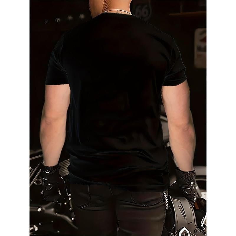 Men's Polyester 3D Digital Print T-Shirt with Dollar and Rings Graphic, Crew Neck, Slight Stretch, Casual Knit Fabric Tee