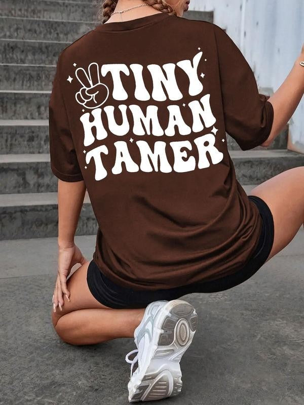 Summer Clothes Women's Cartoon Graphic Print Round Neck Tee, Graphic Tees,Â Casual Fashion Short Sleeve T-shirt for Summer Daily Wear, Summer Outfits, Women's Tee Shirts Clothes