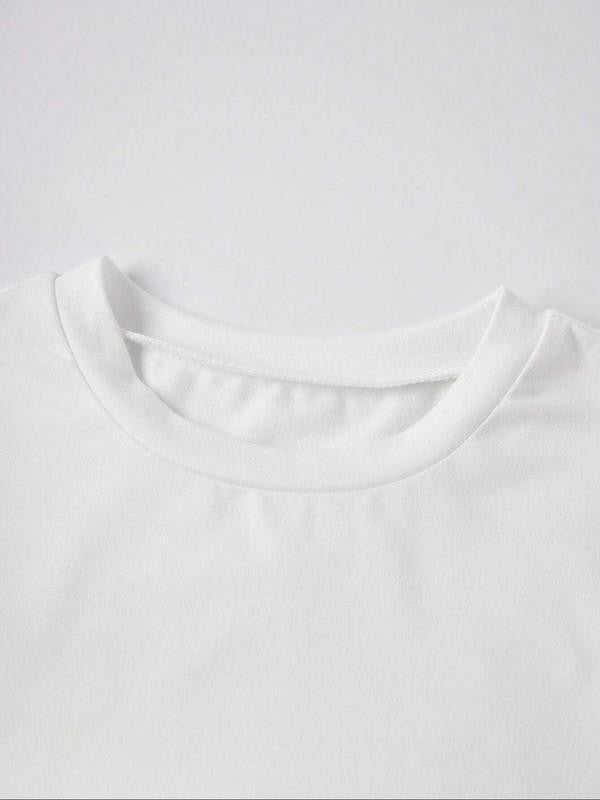 Women's Letter Print Round Neck Crop Tee, Casual Short Sleeve Crew Neck T-Shirt for Summer, Graphic Tees,Â Streetwear Women's Top for Daily Wear