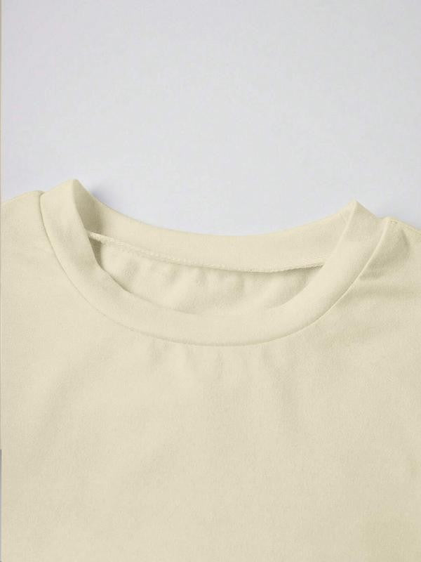 Women's Letter Print Round Neck Crop Tee, Graphic Tees, Casual Short Sleeve Graphic Crop Top for Summer, Fashion Women's Top for Daily Wear