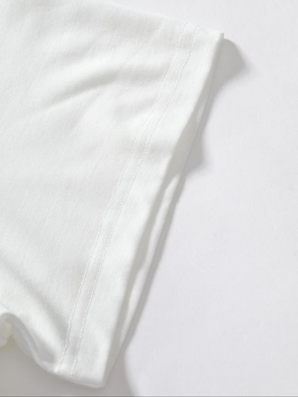 Women's Letter Print Round Neck Short Sleeve Graphic Tee, Casual Crew Neck T-Shirt for Daily Holiday Vacation Outdoor Wear, Tee Shirts for Women, Top, Summer Streetwear, Summer Clothes, Ladies Clothes