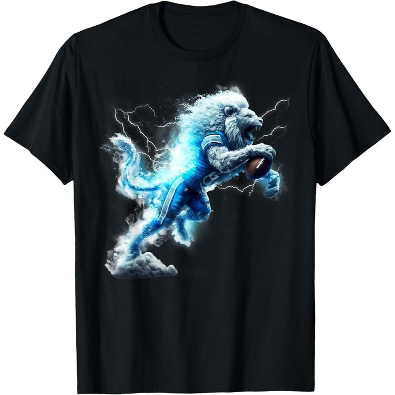 Lions American Football Lightning Funny For Men Women T-Shirt