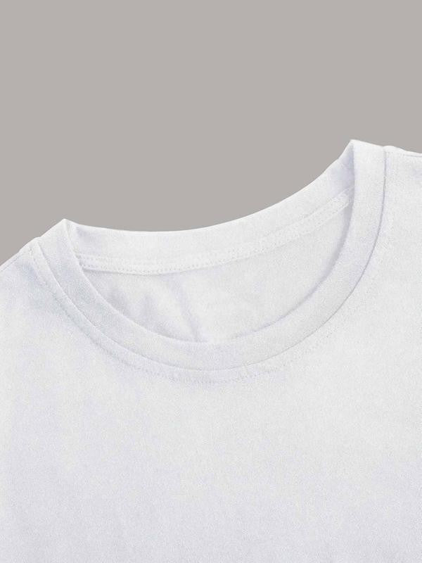 Women's Cartoon Figure & Letter Print Round Neck Tee, Graphic Tees, Fashion Casual Crew Neck Short Sleeve T-Shirt for Daily Holiday Vacation Outdoor Wear, Ladies Clothes for Summer