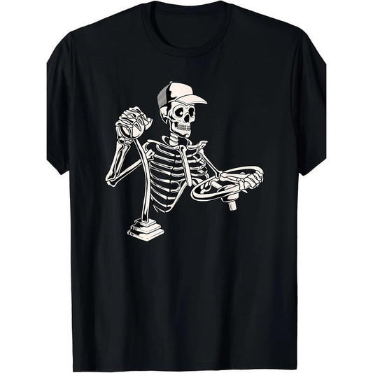 Skeleton Truck Driver - Funny Big Trucking Trucker T-Shirt - 220g Cotton T-shirt, 10, 000 Links