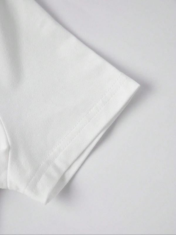 Women's Letter Print Round Neck Crop Tee, Casual Short Sleeve Crew Neck T-Shirt for Summer, Graphic Tees,Â Streetwear Women's Top for Daily Wear