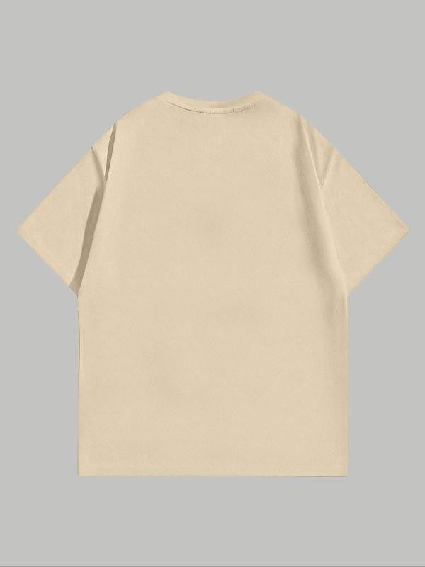 Women's Floral Print Round Neck Tee, Trendy Casual Drop Shoulder Short Sleeve T-shirt for Daily Wear, Graphic Tees, Ladies Summer Outfit