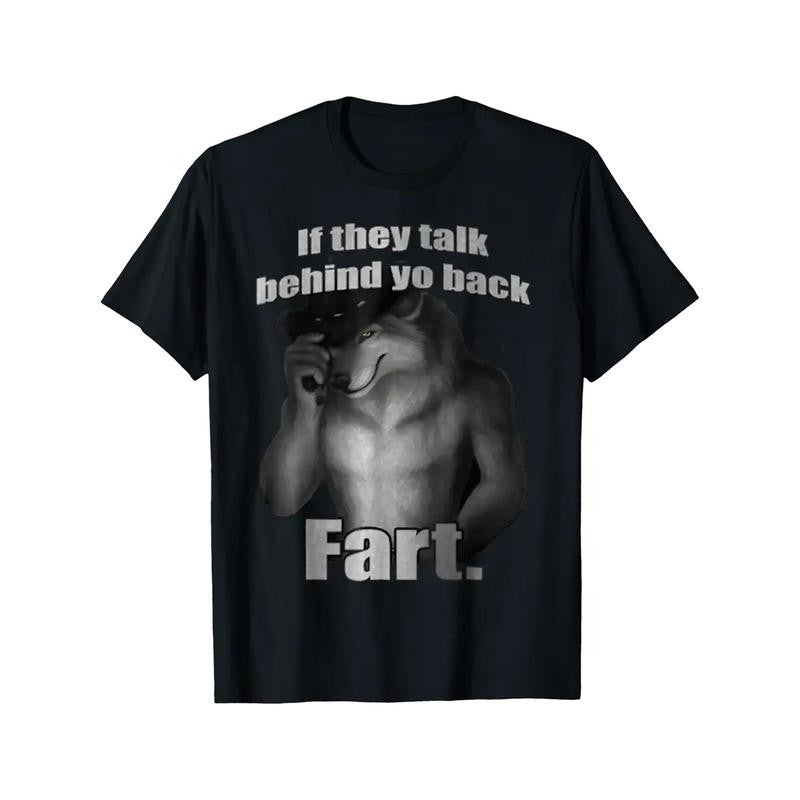 Men's If They Talk Behind Yo Back Fart Print Classic Fit Words Novelty Vintage T-Shirt Summer Funny Pattern Tee Retro Chill Breathable T-Shirt, Made In USA
