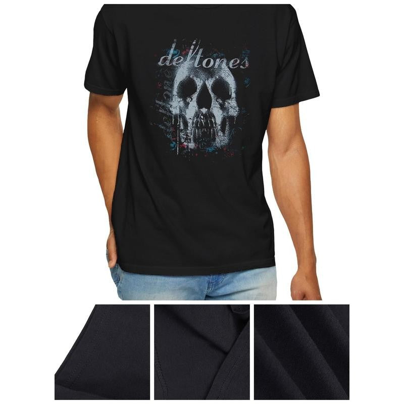 Men's Graphic Skull T-Shirt 100% Cotton Knit Casual Crew Neck Short Sleeve Top for Sports & Outdoor Activities - Spring/Summer/Fall