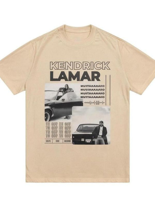 Unisex Kendrick Lamar Vintage Letter Print Graphic Tee, Loose Casual Short Sleeve T-shirt for Summer, Women's Top for Daily Wear
