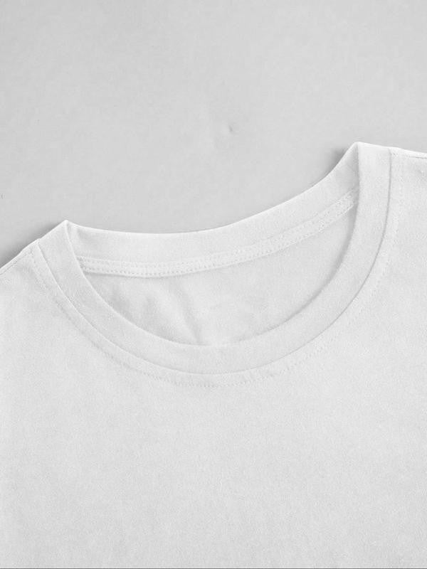 Women's Letter & Book Print Round Neck Tee, Casual Crew Neck Short Sleeve T-shirt, Ladies Summer ClothesÂ for Daily Holiday Vacation Outdoor Wear