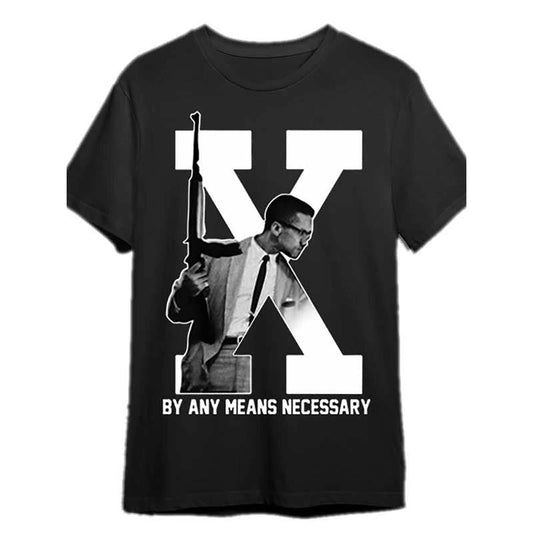 Malcolm X by Any Means Necessary T-Shirt 338281 funny Men' s Short Sleeve Graphic T-shirt Collection black PR