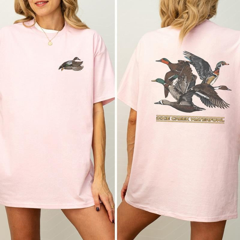 Graphic Busch Light Outdoors 2 Sided Shirt, Duck Hunting T-shirt, Comfort Clothing, Cotton Fabric Tshirt, Printed Women's Top, Casual Womenswear, Drink Shirt