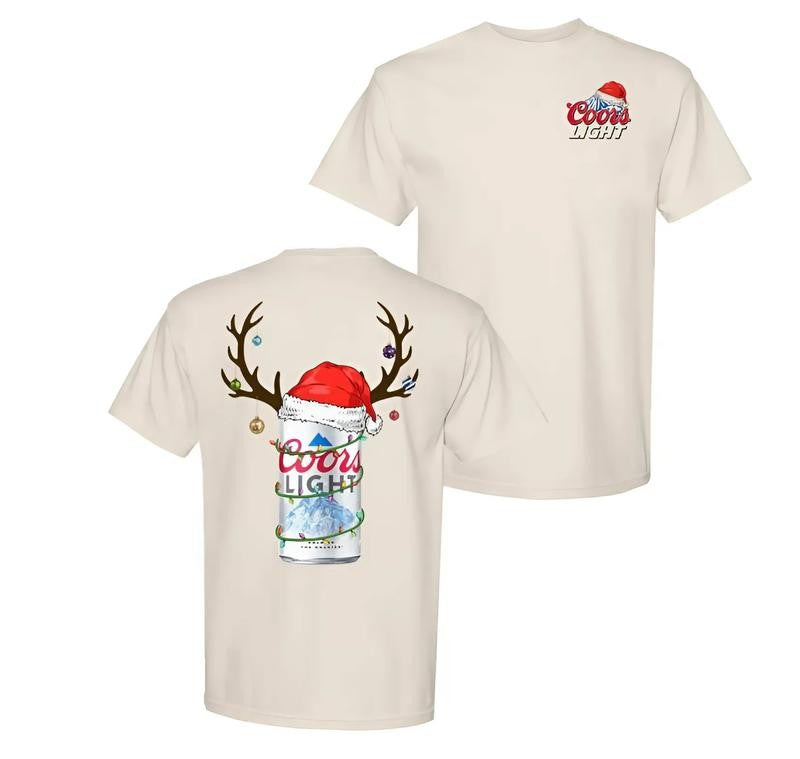 Deer Busch Light Christmas Unisex T-Shirt, Classic Cotton Shirt, Funny Drinking Shirt, Full Colors, For Men, For Women