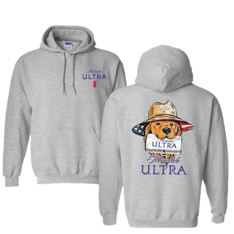 Michelob Ultra Golden Dog Hunting Two-Sided Hoodie, Perfect For Beer Lovers, Unisex T-Shirt, Cotton, Casual Graphic Round Neck T-shirt, Unisex T-shirt for Men and For Women