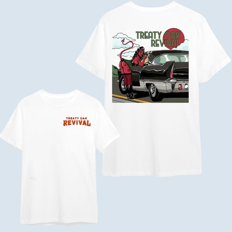 Leaving Hell T-Shirt/Hoodie - Treaty Oak Revival 2 Sided Unisex T-Shirt/Hoodie, Vintage for Men and Women, Unisex Vintage Crewneck Tee - Casual