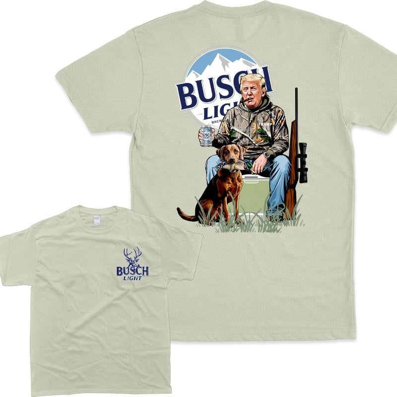 [ Sale Up To 65% ] Hunter Trum With Busch Light 2 Siders Hoodie T-Shirt /Sweatshirt/ Hoodie, Shirt Man woman, Vintage Shirt, Fan Gift Cotton