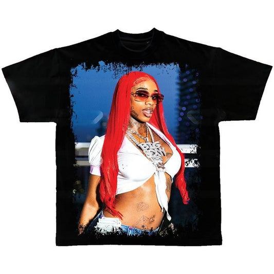 Sexyy Red Vintage Rap Tee Big Face Hip Hop Graphic T-shirt