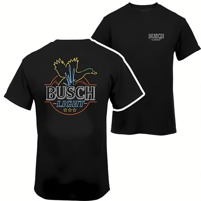 Busch Light -Beer- Busch Light Duck Neon 2 Sided Tshirt, Casual Graphic Round Neck T-shirt for Summer, Fashion Top for Daily Wear, T shirt For Men And Women