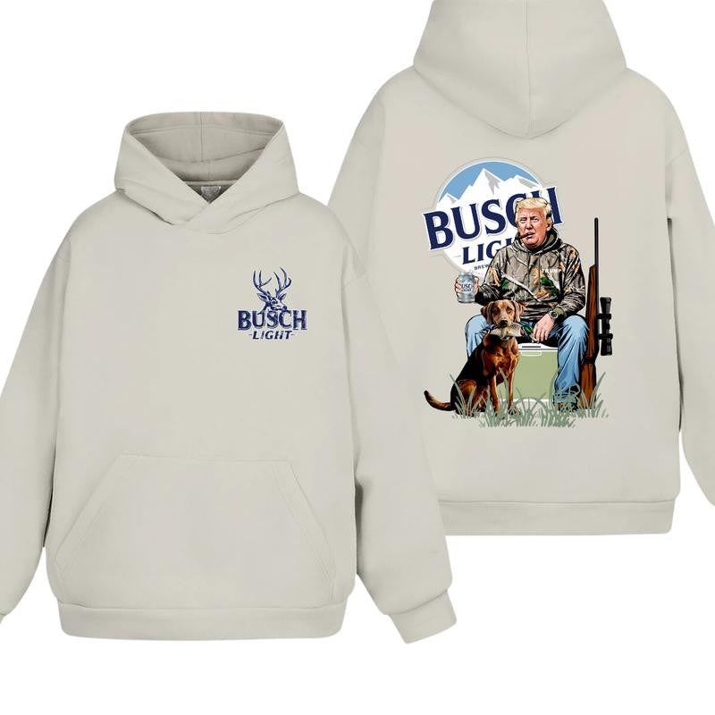 [ Sale Up To 65% ] Hunter Trum With Busch Light 2 Siders Hoodie T-Shirt /Sweatshirt/ Hoodie, Shirt Man woman, Vintage Shirt, Fan Gift Cotton