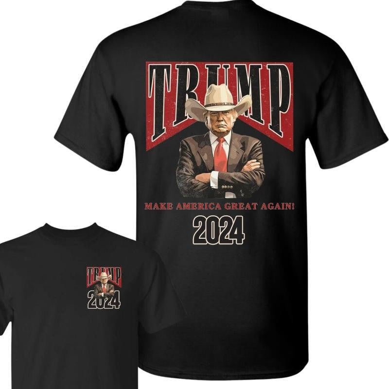 Cowboy Western Make America Great Trump Daddy New T-shirt - 2 Side - Unisex - Multiple Style Options - Celebrity Style - Multiple Colorways, 2 Sided Casual Fabric Cotton Round Neck Graphic Tees Gift For Men And Women Classic Menswear Top Collar