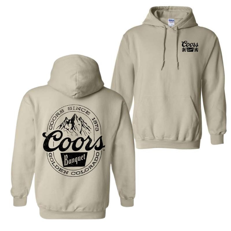 Coors Banquet Hoodie - Classic and Rugged Design with Retro Logo and Mountain Graphics, Unisex Hoodie