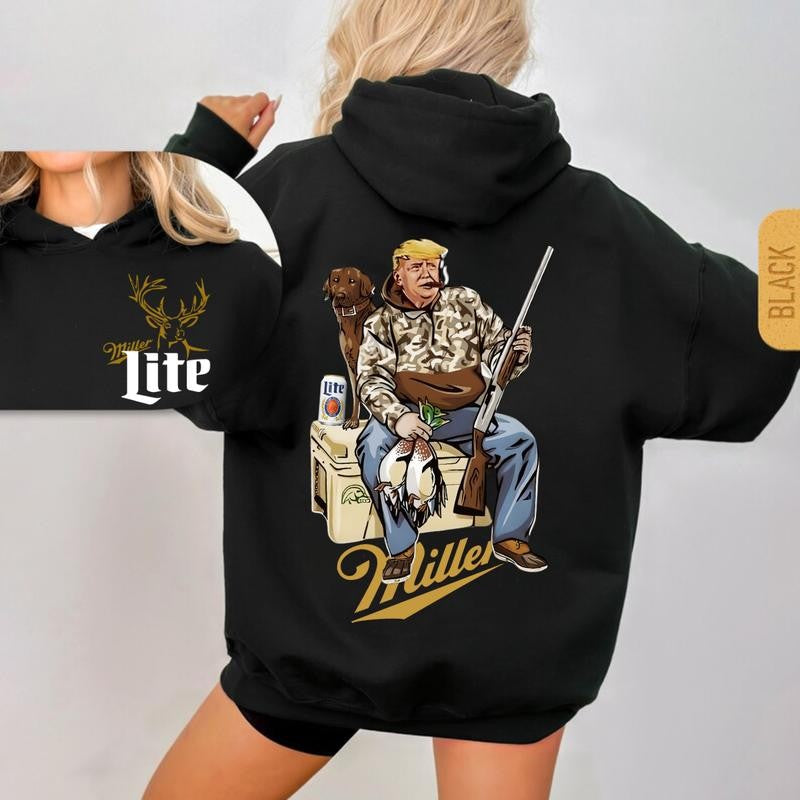 Hunter Trum With Miller Lite 2 Siders Hoodie & Sweatshirt, Unisex Sport Hoodie & Sweatshirt Fashion Crewneck Comfort