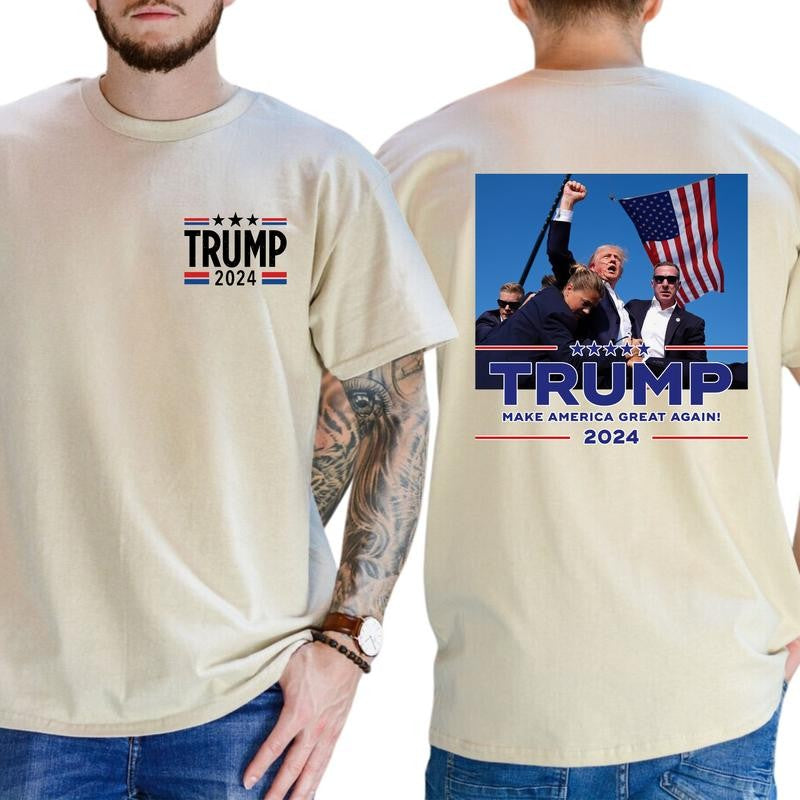 2-Side Trum Shooting Shirt   D.nald Trum Failed Ass.assin T-Shirt, Full Color, For Men ,Gift For men, Casual.