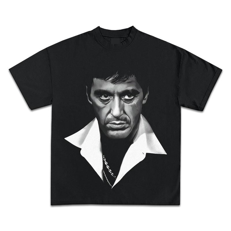 TONY MONTANA SCARFACE JUMBO FACE GRAPHIC BOOTLEG T-SHIRT - STREETWEAR
